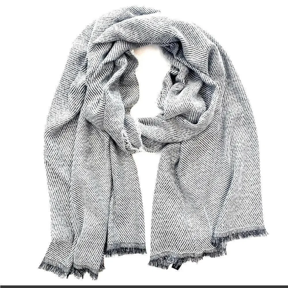 INC International Concepts Two-Tone Shine Scarf Wrap, Black/White One Size
